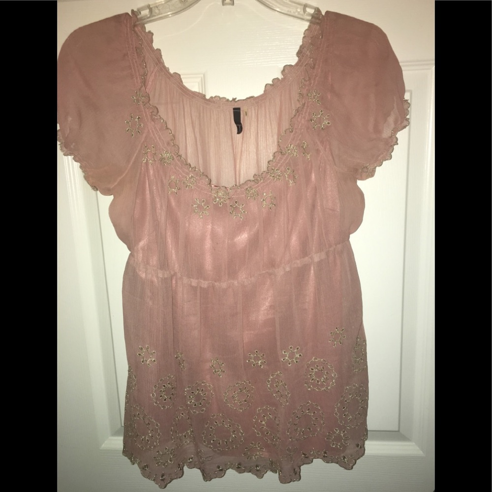 Tahari 2pc set silk/satin embroidered top & skirt